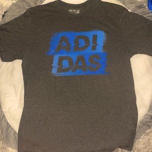 Dark Gray & blue Adidas t-shirt —- Size Large —- Like New